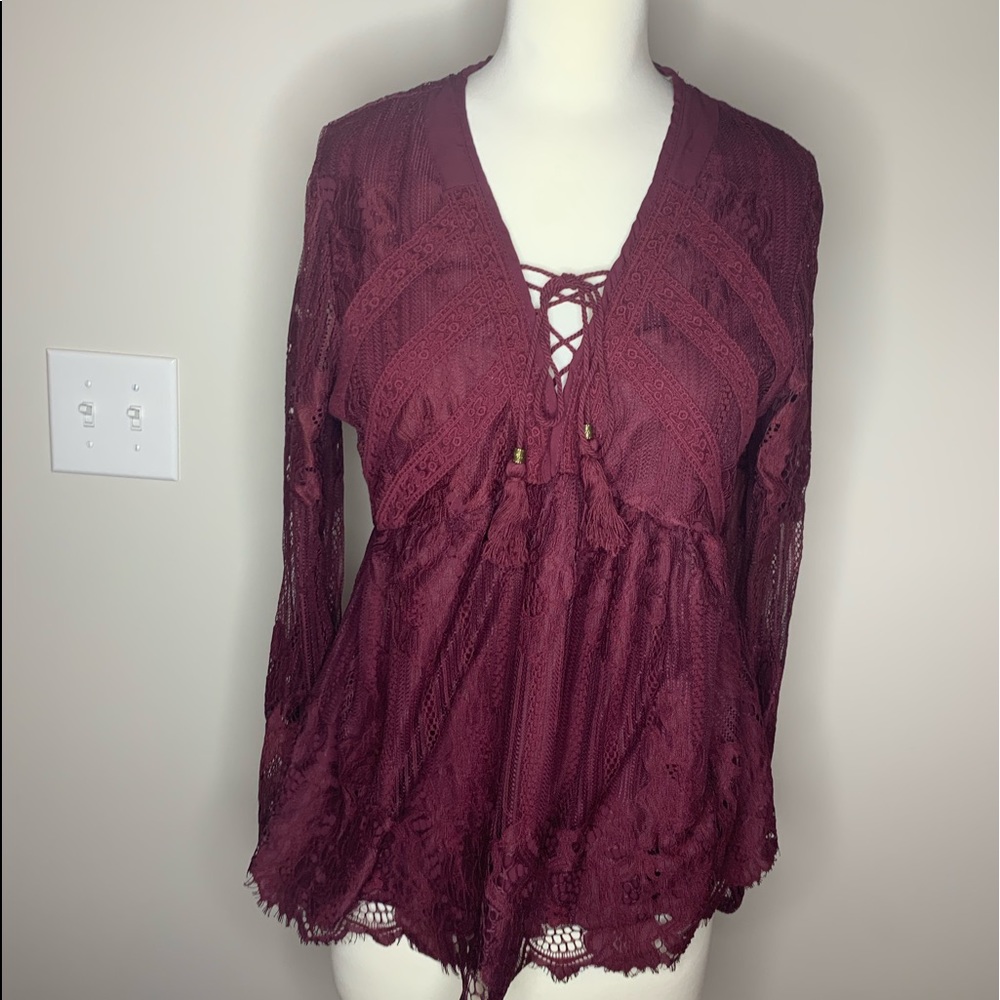 Dressy Maroon Lacey Top